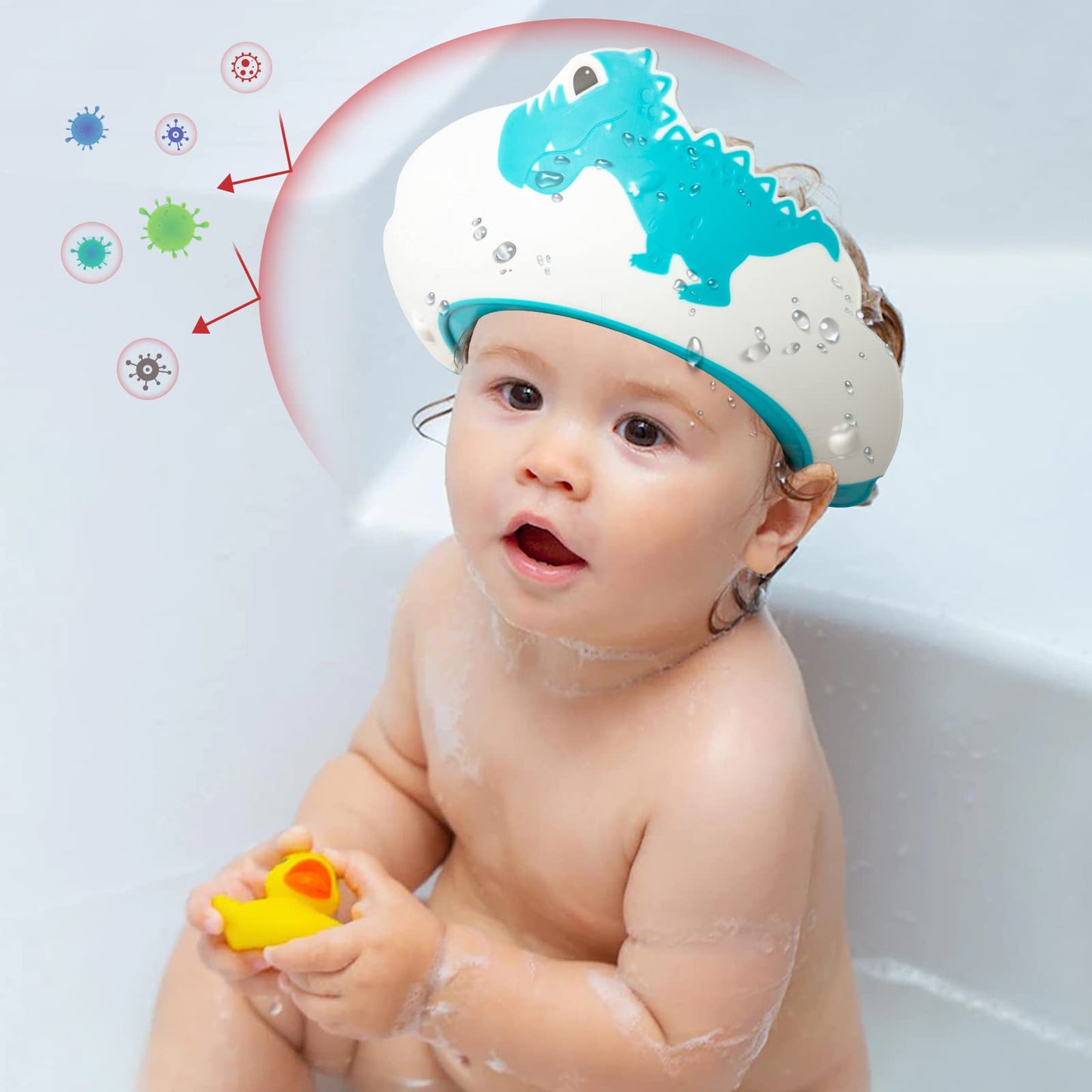 Funupup Baby Shower Cap For Kids, Baby Bath Shampoo Visor Cap Hair Washing Shield Adjustable Silicone Bath Hat For Toddler Girls