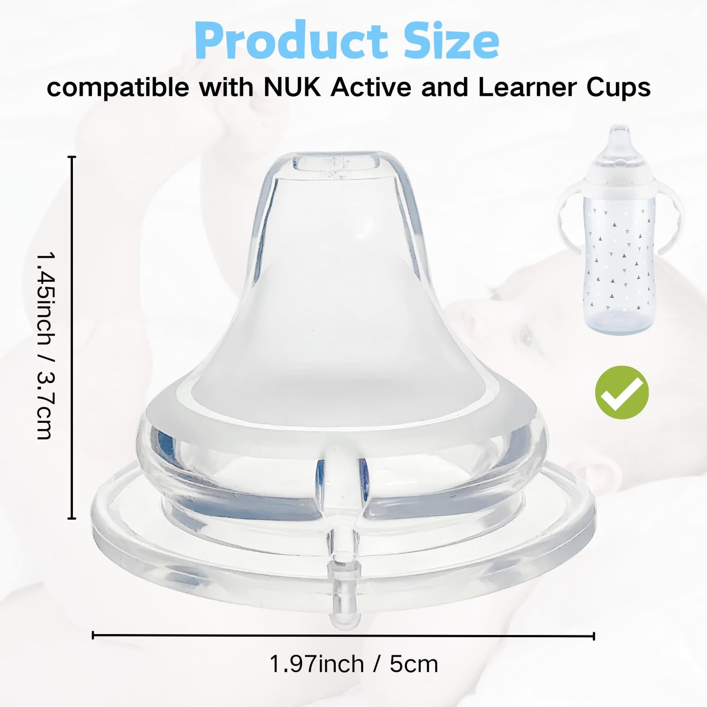 6 Pack Replacement Silicone Spout Compatible With Nuk Active And Learner Cups, Clear Silicone Dishwasher Safe No Spill Bpa Free