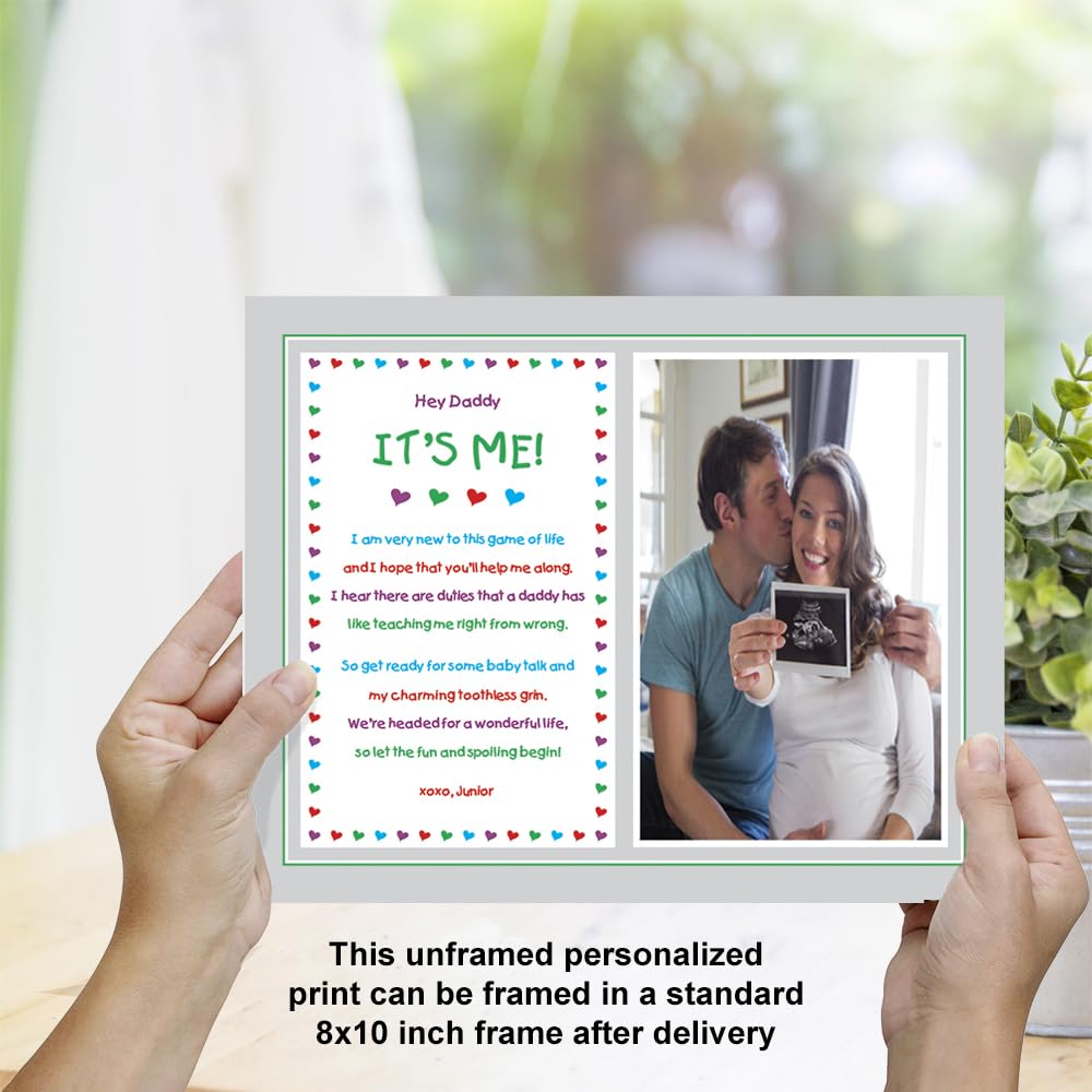 Poetry Gifts Hey Daddy It'S Me, Father To Be, Custom 8X10 Inch Personalized Print Add Ultrasound Photo