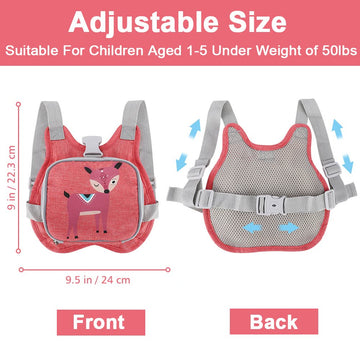 Toddler Harness Leash + Anti Lost Wrist Link, Accmor Kids Harnesses Children Leashes For Girls, Cute Deer Baby Walking Holder An