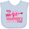 Inktastic My First Valentine 'S Day With Pink Heart And Arrow Baby Bib Light Blue 39970