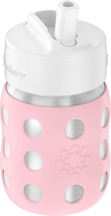 Lifefactory 8-Ounce Stainless-Steel Vacuum-Insulated Wide-Neck Baby Bottle With Straw Cap, Desert Rose, Ls2241Wdr4