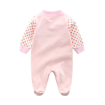 Baby Girl'S Cotton Clothing Set Perfect Cozy Romper Cute Footed Play Suit For 9-12 Month Toddler Pink Dots