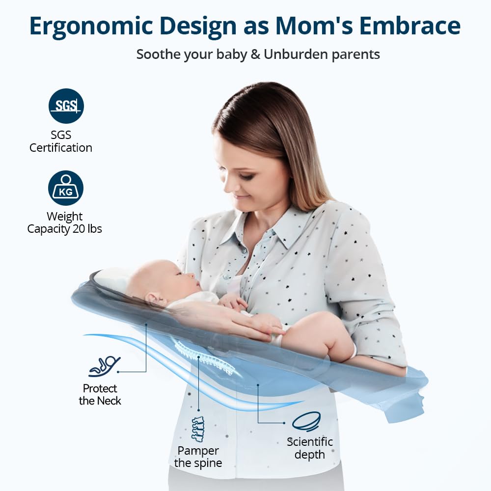 Bioby Baby Swing For Infants With 5 Natural Sway Speeds, Portable Bt Music Rocker With Remote Control&5-Point Harness, Lightweig
