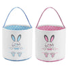 Waarms 2 Pack Easter Bunny Basket Bags For Kids, Canvas Cotton Personalized Egg Basket Hunt Bags Cute Rabbit Print Buckets For E
