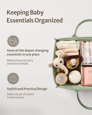 Blissful Diary Baby Diaper Caddy Organizer, Stylish Nursery Storage Basket - Gift For Baby Shower, Baby Registry Must Have, Newb