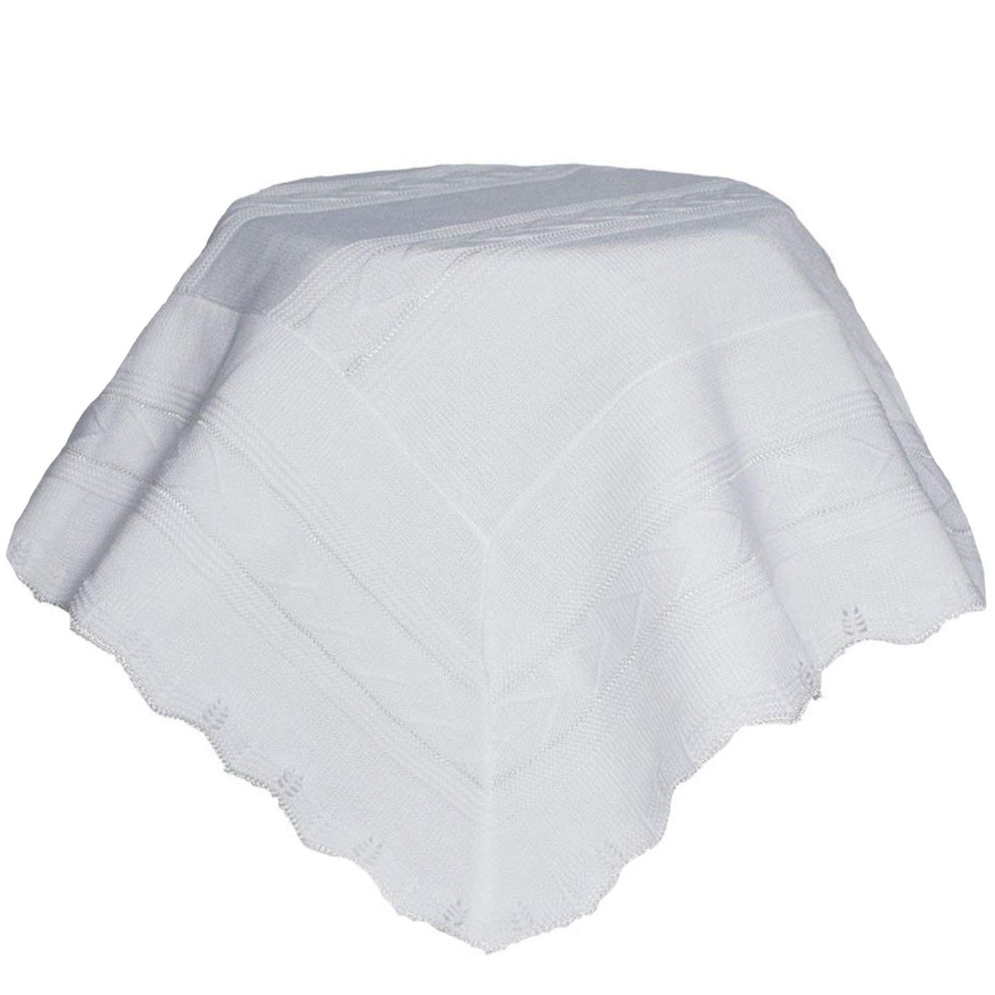 Beautiful Acrylic Knit Baptism Special Occasion Shawl With Arrow Patterns