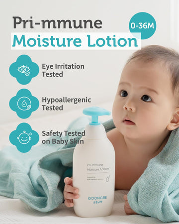 Goongbe Pri-Mmune Moisture Lotion - Korean Baby Body Lotion - Hypoallergenic Moisturizing & Calming Daily Moisturizer For Dry Sk