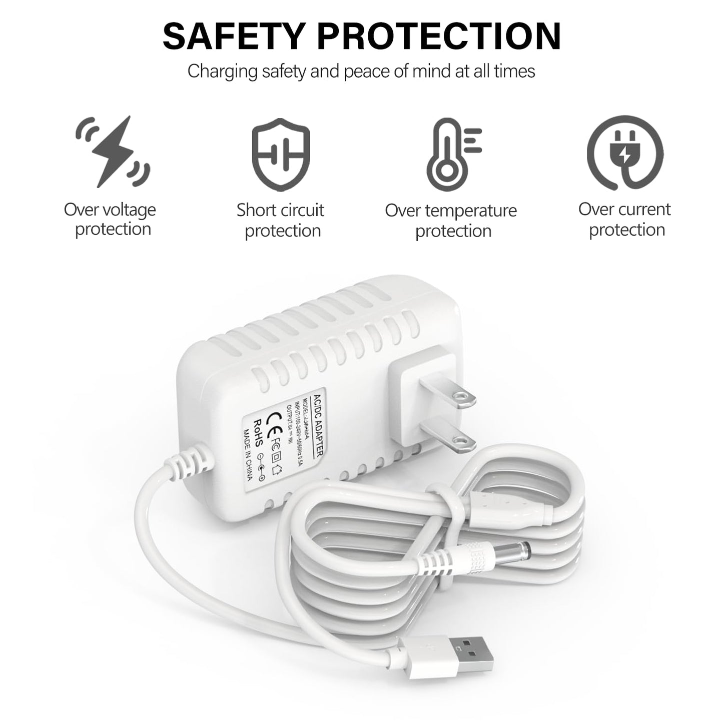 Power Cord For Ingenuity Inlighten, Simple Comfort, Swing'N Go Baby Swing Charger, 2-In-1 Swing Charging Cable With Usb A & Dc P