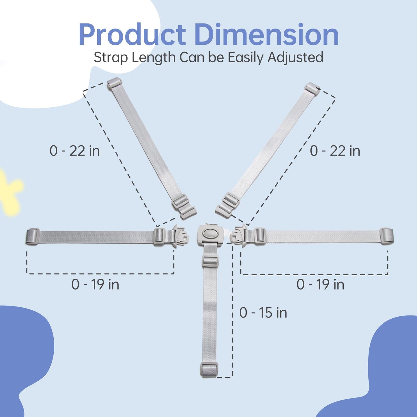High Chair Straps Replacement Compatible With Graco - 5 Point Harness Straps For High Chair, Straps Length Adjustable Highchair
