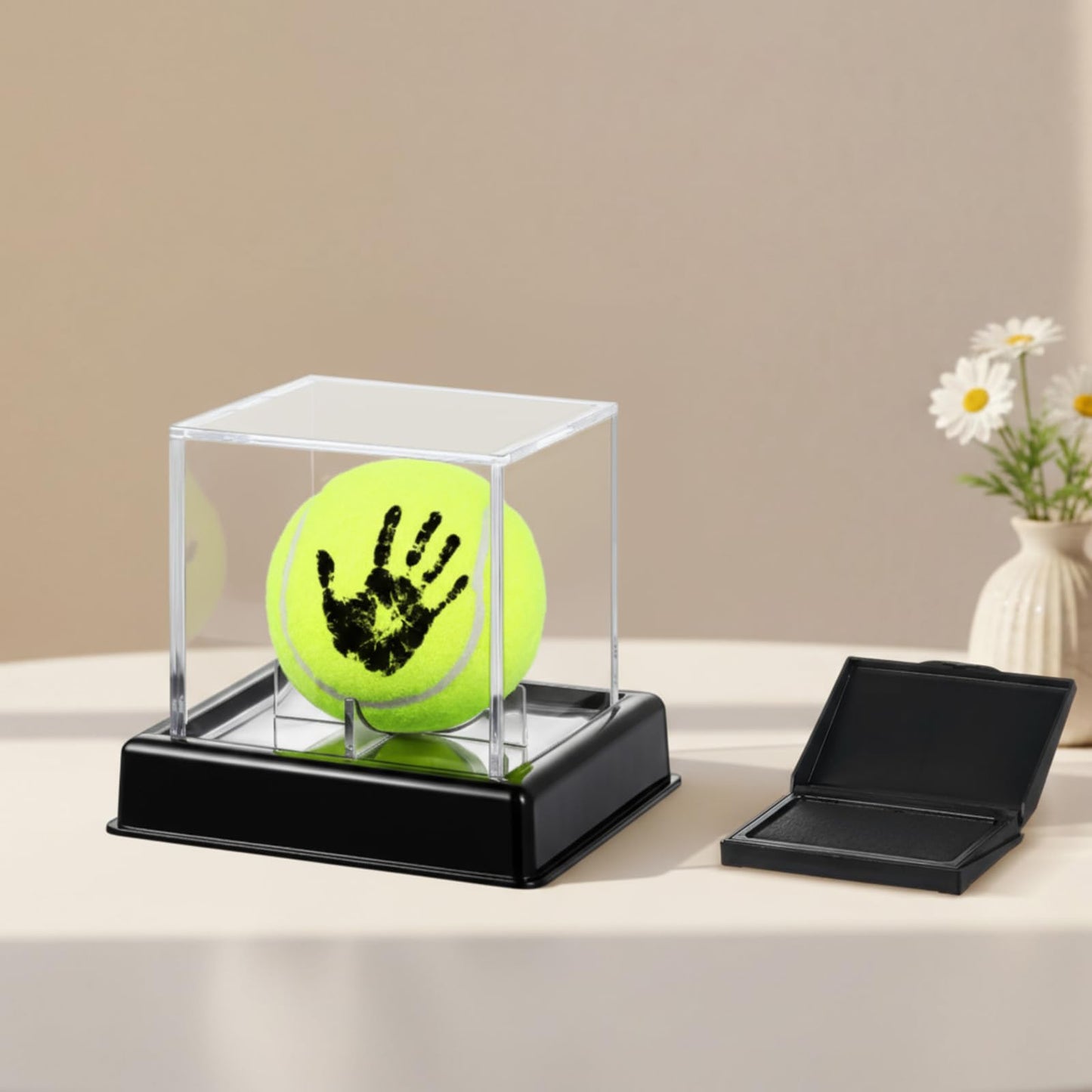 Soulchen Baby Tennis Ball Hand and Footprints Kit with Ink Pad - Newborn Footprint Keepsake for Baby Shower Favors, New Dad Gift