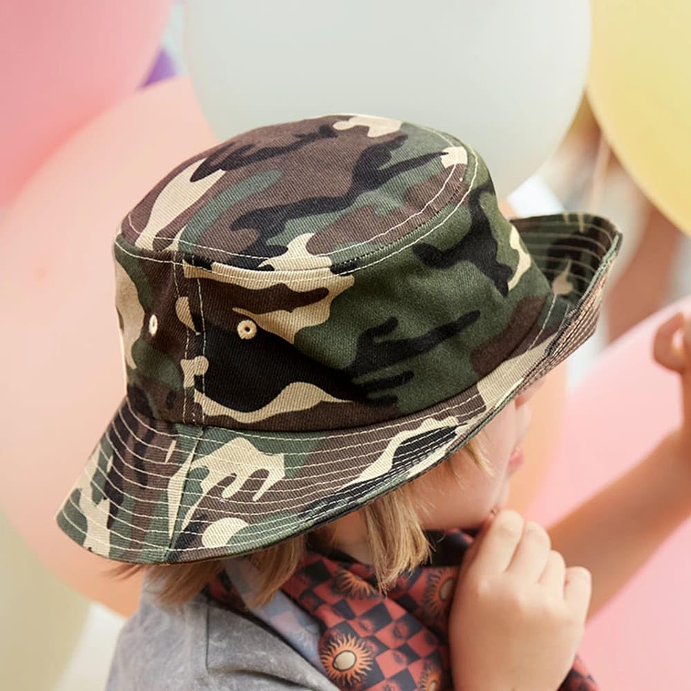 Toddler Sun Hat Bucket Boys-Camouflage Fishman Cap Packable (Camo,52Cm Suggest For 2-3Years Old Kids)