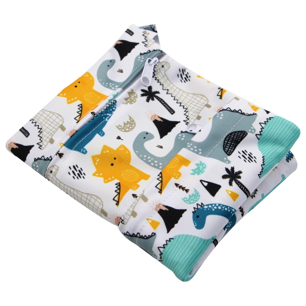 Asenappy 3Pcs Cloth Diaper Wet Dry Bags Waterproof Reusable With Two Zippered Pockets Travel Beach Pool Daycare Soiled Baby Item