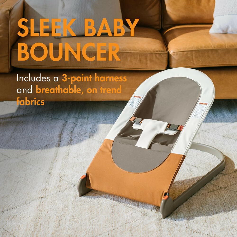 Boon Slant Portable Baby Bouncer - Folding Baby Seat For Infants - Lightweight Portable Baby Chair With Machine Washable Fabric
