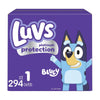 Luvs Size 1 Baby Diapers, Platinum Protection Bluey Diapers For Day & Night, Size 1, 294 Count (Packaging May Vary)