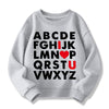 Xfsjgna Valentines Day Sweatshirts Kids 7T Boys Girls Valentine'S Abc I Love U Heart Graphic Shirt Toddler Long Sleeve Tops Gray