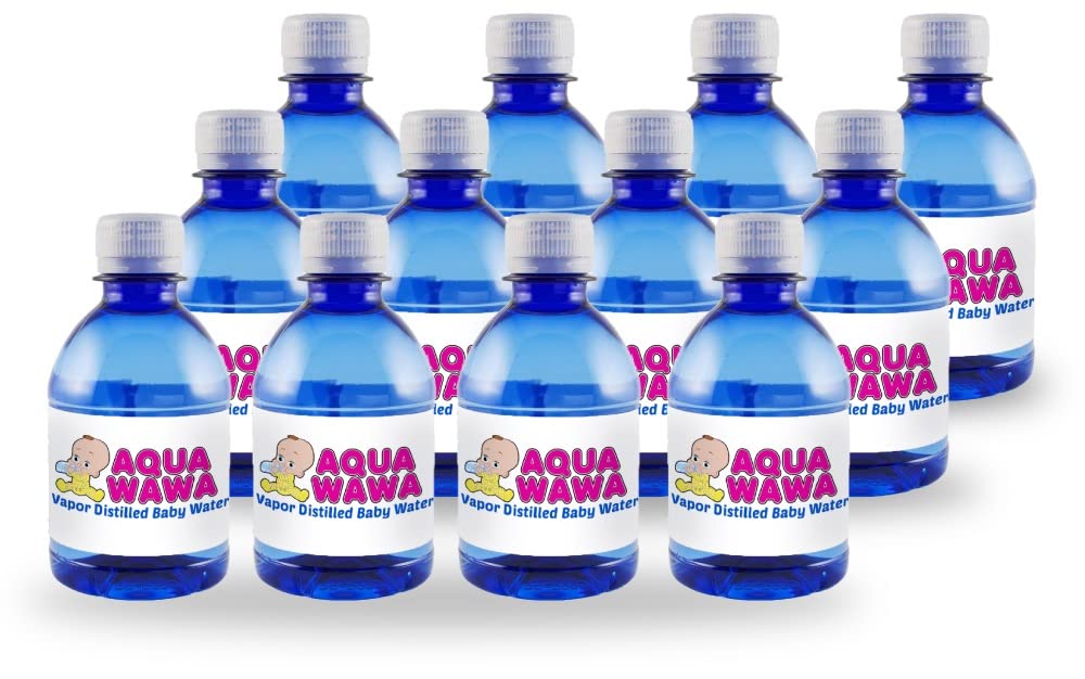 Aquawawa Nursery Water For Babies 12 Pack 8 Oz Bottles Purified Vapor Distilled | Single Serve | Lightweight For Diaper Bag | Bp