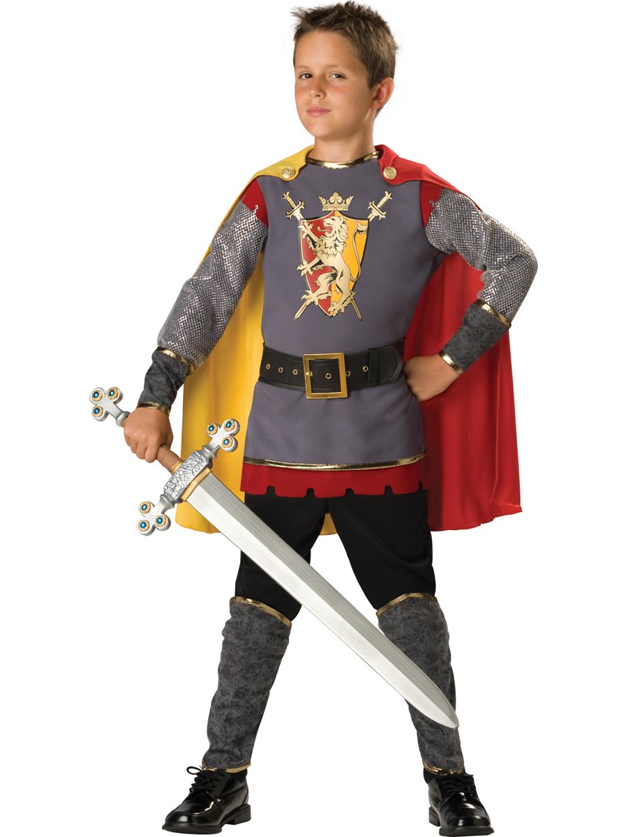 In Character Costumes, LLC Boys Loyal Knight Tunic Set, Silver/Burgundy, Small Size 6