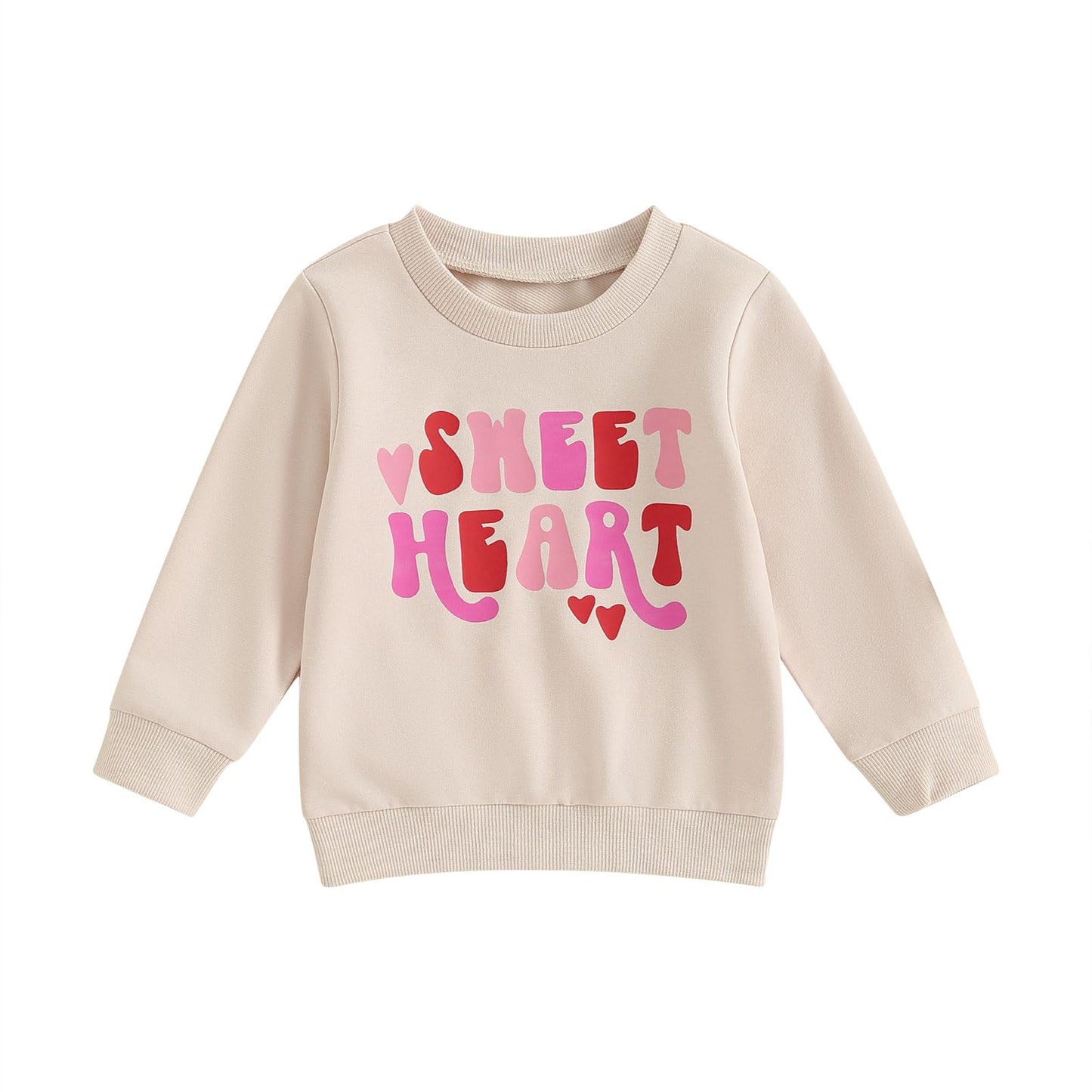 Dcohmch Toddler Girl Valentines Day Outfit Pullovers Heart Letter Print Shirt Sweatshirt Valentine Baby Girls Clothes (Khaki, 6