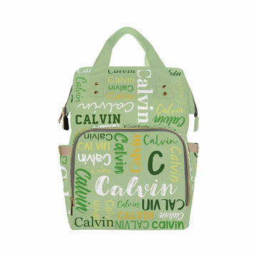 Artsadd Personalized Diaper Bag With Name, Customized Light Green Monogram Nappy Backpack With Thermal Pockets Multi-Function Ba