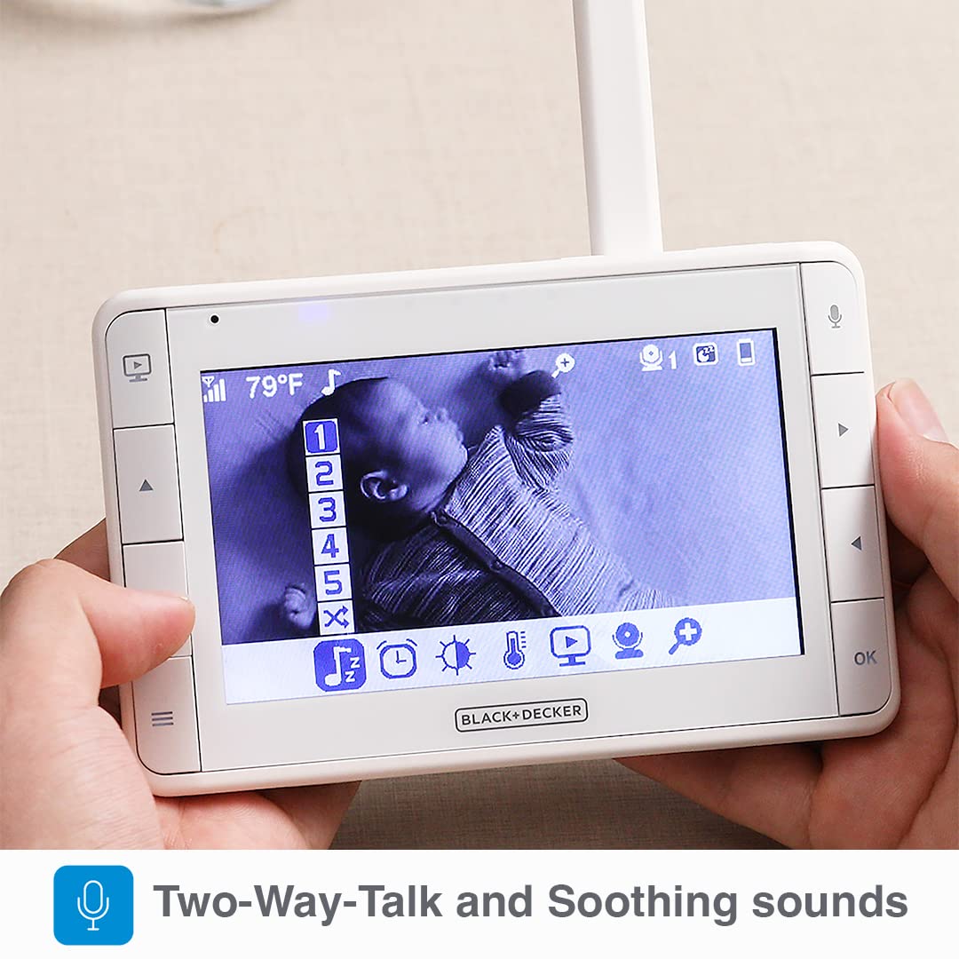 Black+Decker Smart Video Baby Monitor Pro - 5' Screen, Full Hd 1080P Image Sensor, Wifi & App Compatible, Pan-Tilt-Zoom, Smooth