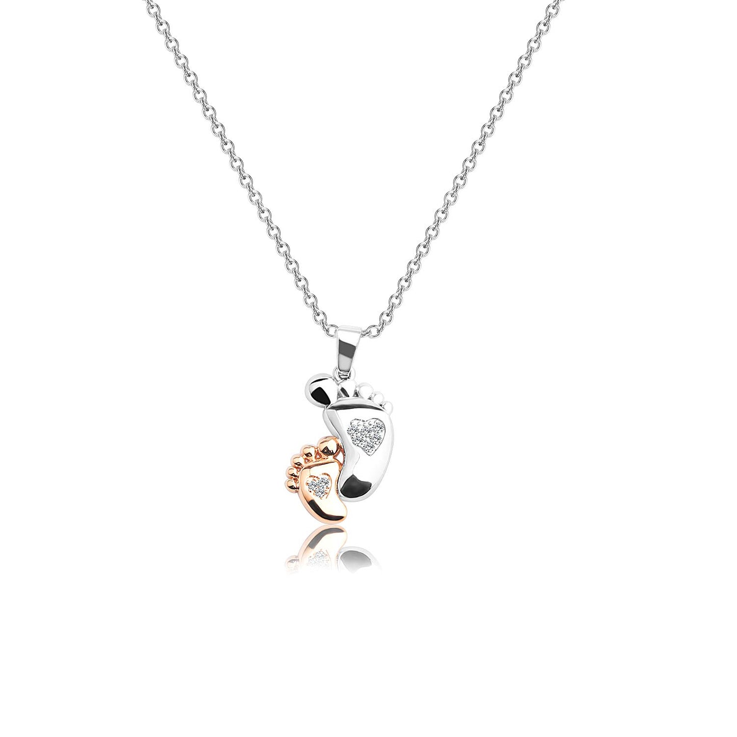 FEELMEM New Mom Gifts Baby Feet Footprint Necklace for New Mother Mommy to Be Pregnancy Announcement Gift(neck- Cooper footprint