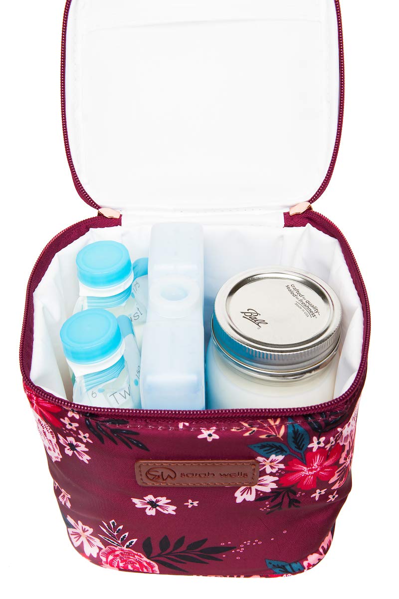 Sarah Wells Cold Gold Breastmilk Cooler Bag with Ice Pack (Berry Bloom)