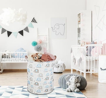 Ntaohamper Kids Laundry Hamper,Elephant Laundry Basket,Baby Boy Nursery Hamper,Waterproof Storage Bin For Bedroom,Clothes Organi