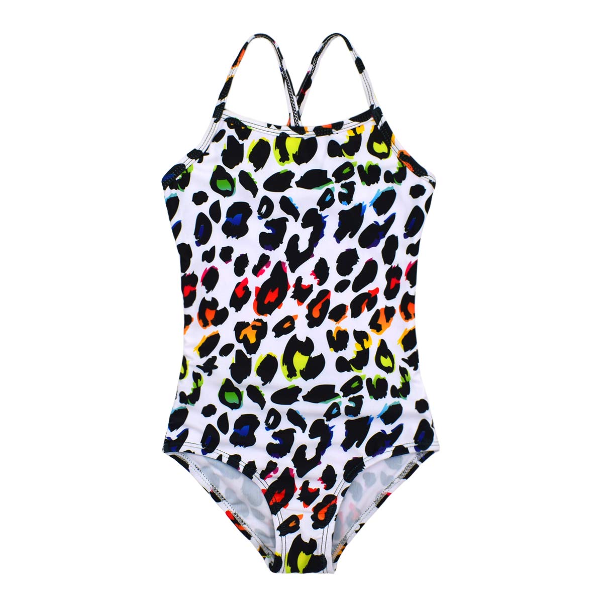 Honisen Big Girls One Pieces Swimsuit Cute Swimwear Bathing Suits Mottling 12T