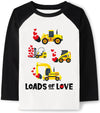 Tkria Valentine Day Toddler Boys Tractor Love Heart Shirts Tops Excavator Raglan Long Sleeve Kids Vday Holiday Clothes 5T