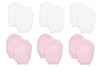 Newborn Baby Girl No Scratch Cotton Mittens (Includes 3 Pairs White & 3 Pairs Pink Mittens)