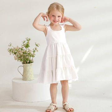 Younger Tree Toddler Baby Girl Dress Summer Outfits Flutter Sleeve Smocked Dress Kids Causal Boho Dresses Clothes (9-10T, Toddle