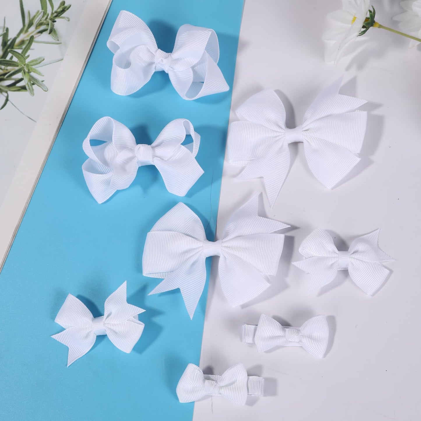 Baby Girls Hair Accessories Set, 8 Pcs Fully Lined Baby Bows 2Inch 3Inch Hair Bows Alligator Clips For Baby Girls Infants Toddle