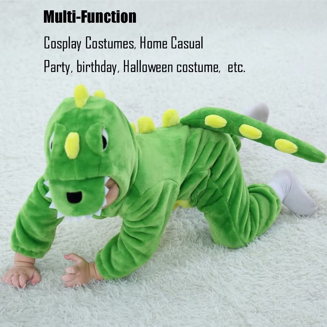 Qiaoniuniu Halloween Baby Green Dinosaur Costumes Toddler Outfit Infants Cosplay Romper 2-6 Months