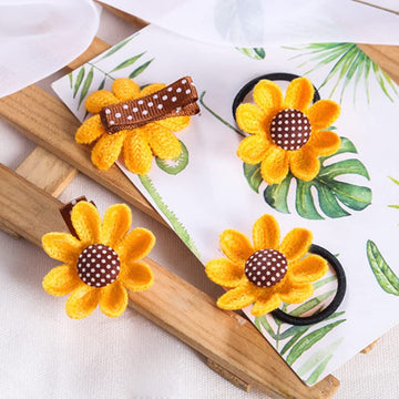 Baby Sunflower Hair Clip Pin Sunflower Barrettes Pin Baby Sunflower Alligator Clips Bbg53 (Set-A)