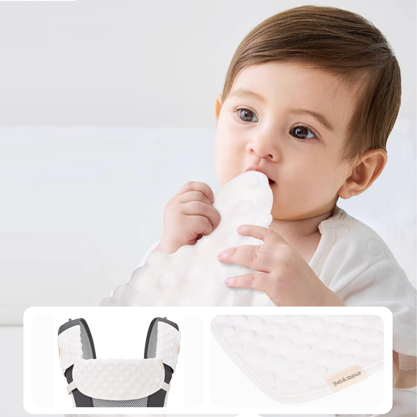 Bebamour Drool And Teething Reversible Cotton Pad For All Carry Positions Baby Carrier White Drool Bib For Boys & Girls(Strawber