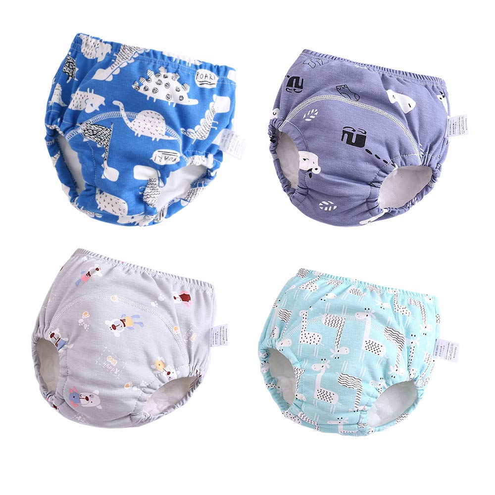 U0U Baby Boys 4 Pack Cotton Training Pants Toddler Potty Training Underwear For Boys Dinosaur Blue 3T