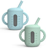 Seposeve 2 Pack Silicone Sippy Cups, Leak-Proof Baby Straw Cup For 6-12 Months, Spill Proof Toddler Cup With Straw 1-3 Years, Wi
