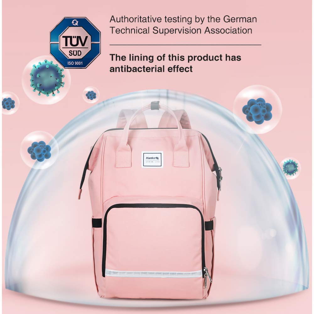 Diaper Bag Backpack, Hanke Diaper Bags Multifunction Large Maternity Baby Nappy Bag With Stroller Hooks & Insulated Pocket,Pink