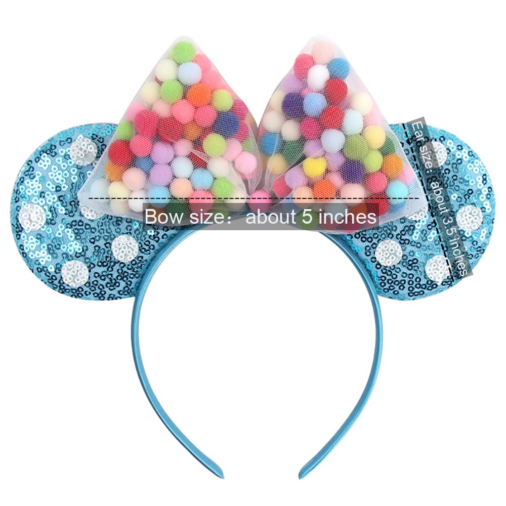 Foeran Mouse Ears Headbands Shiny Bows Mouse Ears Glitter Party Princess Decoration Cosplay Costume For Girls Women (Small Ball/