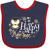 Inktastic Happy New Year With Cute Penguin Baby Bib Navy And Red 3921E