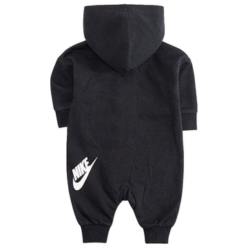 Nike Baby Boy All Day Play Hooded Coverall Romper (Black(56B954-023)/White, 12 Months)