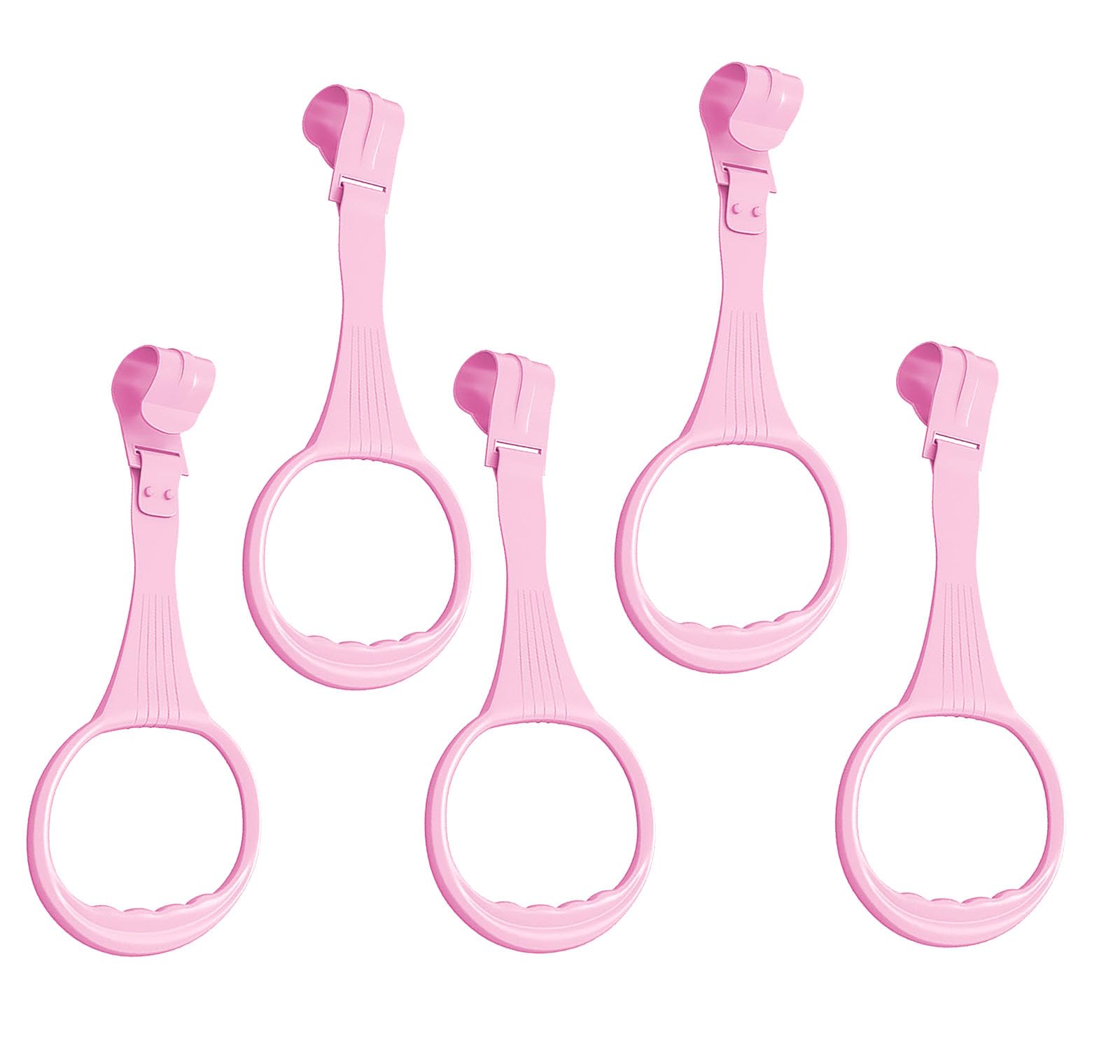 5Pcs Walk Assistant Plastic Crib Pull Rings - Baby Pull Up & Hanging Rings For Infant Toddler Practice Tool (Pink)