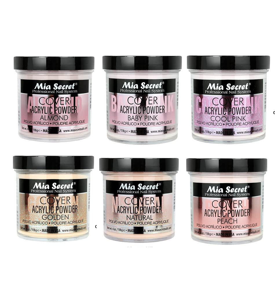 Mia Secret Acrylic Powder Cover (Baby Pink/Cool Pink/Natural/Peach/Almond/Golden) - 4 Oz; 6Pc
