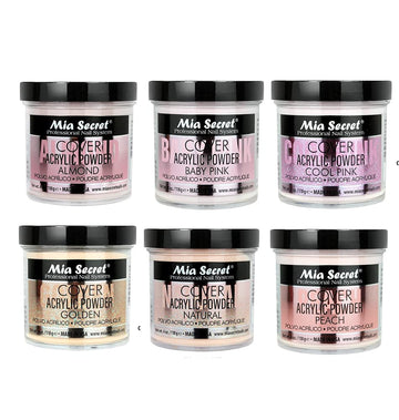 Mia Secret Acrylic Powder Cover (Baby Pink/Cool Pink/Natural/Peach/Almond/Golden) - 4 Oz; 6Pc