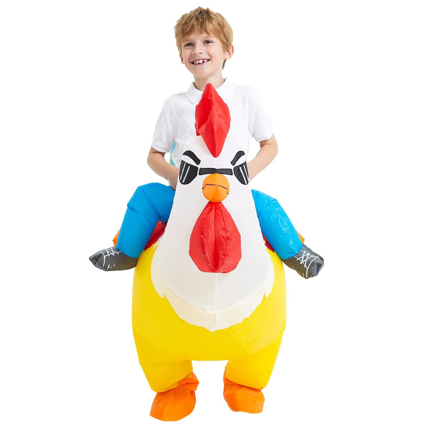 Kooy Inflatable Chicken Costume, Rainbow Chicken Inflatable Costume For Kids Blow Up Halloween Costumes (7-9Y)