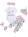 Aslaylme Newborn Girl Outfits Baby Coming Home Outfit Going Home Outit Baby Girl Bodysuit (Pink,0-3 Months)
