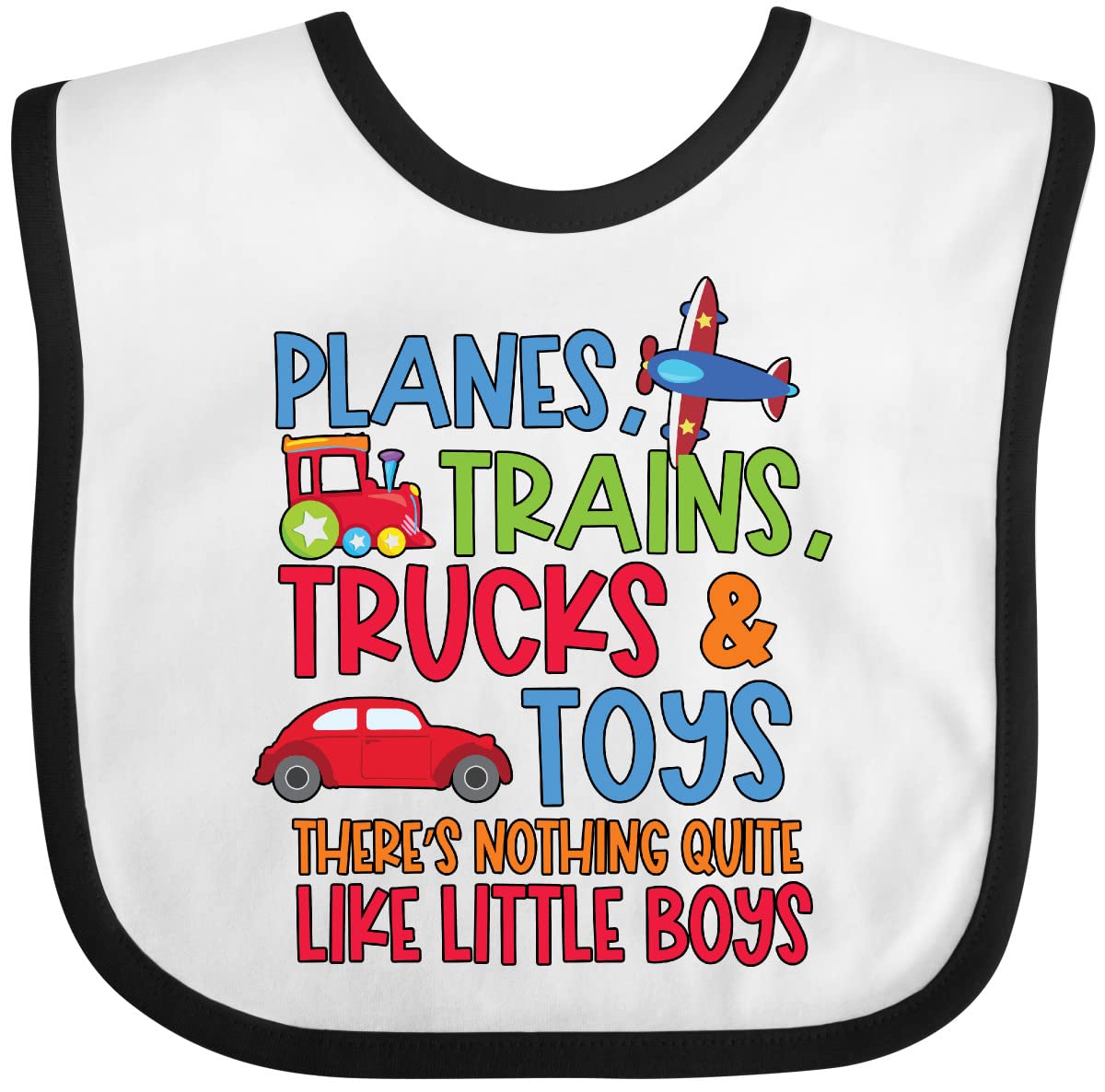 inktastic Planes Trains Trucks and Toys Nothing Quite Like Little Boys Baby Bib White and Black 3b18d
