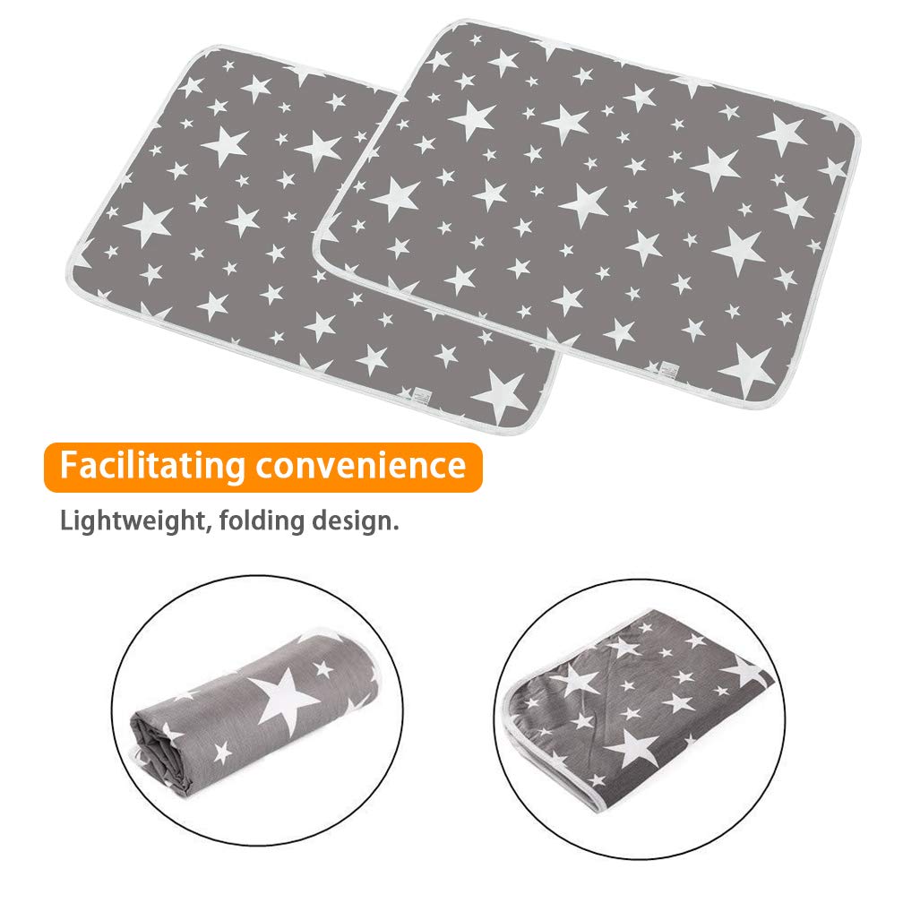 2 Pack Baby Diaper Changing Pad Maveek 19.6'' X 27.5'' Waterproof Changing Mat Portable Diaper Pad Travel Changing Mat Foldable