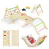 Joymor 9-In-1 Pikler Triangle Set With Cushion For Toddlers, Montessori Wooden Climbing Toys For Toddlers With Colorful-Patterns